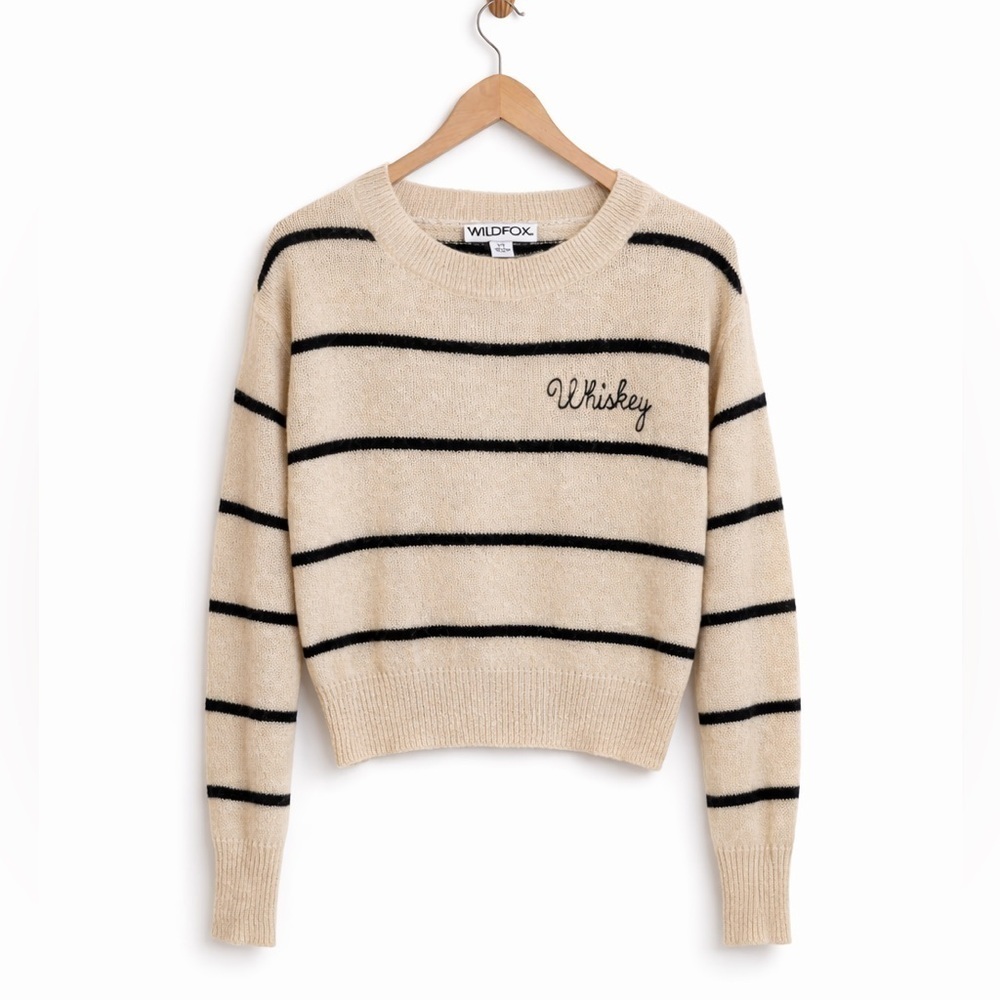 Wildfox | “Whiskey” Striped Alpaca-Blend Knit Lightweight Long sleeve Sweater XS